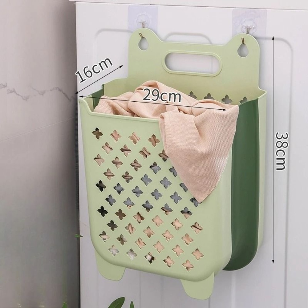 Wall Mounted Folding Laundry Basket Bathroom Clothes Storage Organizer 6