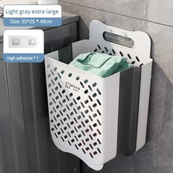 wall mounted folding laundry basket bathroom clothes storage organizer