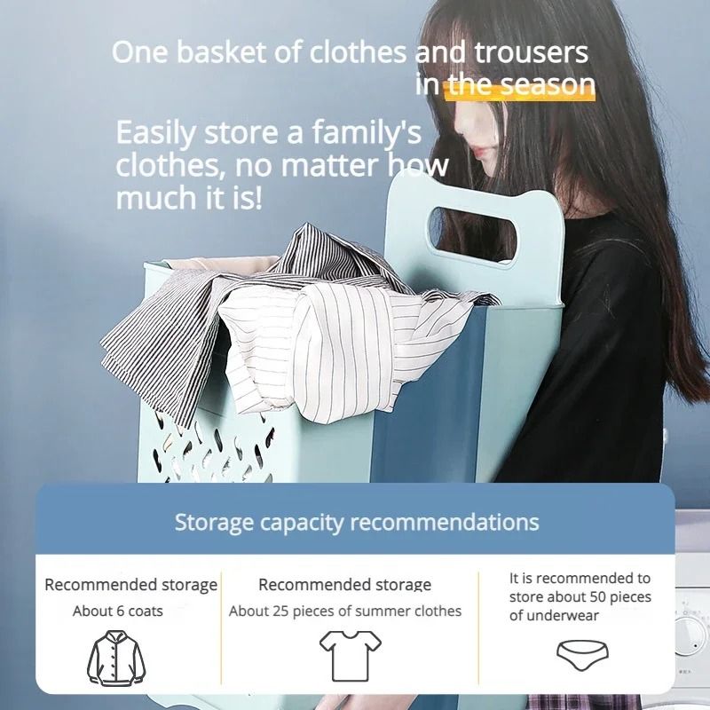 Wall Mounted Folding Laundry Basket Bathroom Clothes Storage Organizer 8