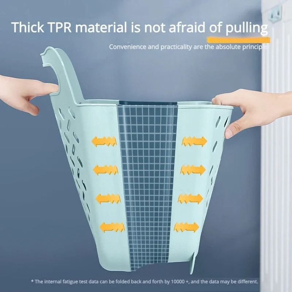 Wall Mounted Folding Laundry Basket Bathroom Clothes Storage Organizer 11