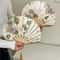 Chinese Classical Ink Folding Hand Fan With Tassel Traditional Decor Prop 0