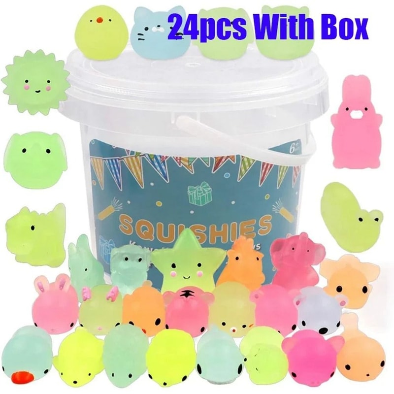 Glow In The Dark Animal Squishy Stress Toys Party Favor Set 2