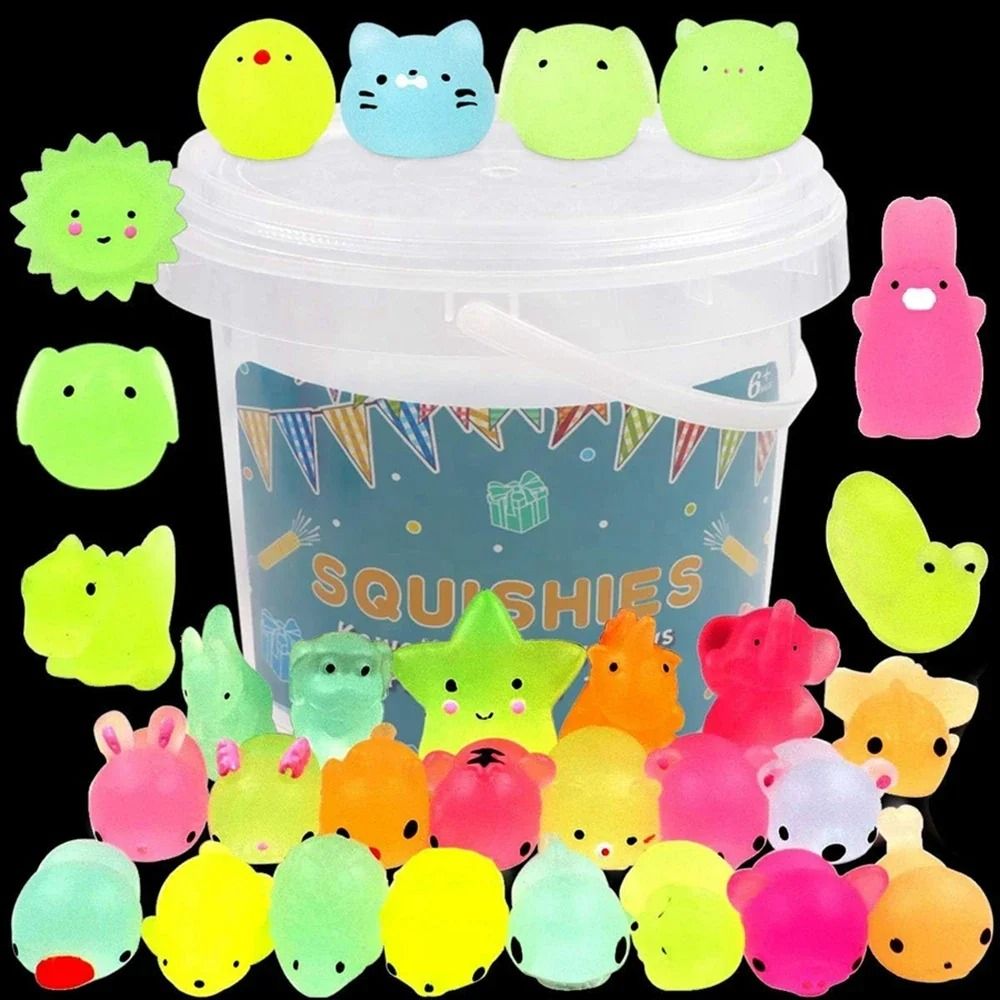 Glow In The Dark Animal Squishy Stress Toys Party Favor Set 0