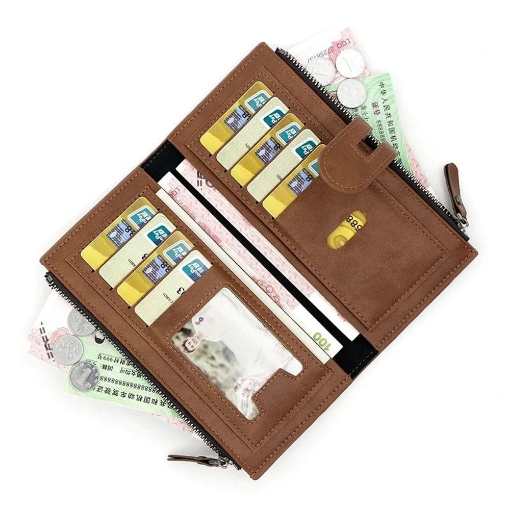 Womens Long Zipper Wallet Large Capacity Phone And Card Organizer 8