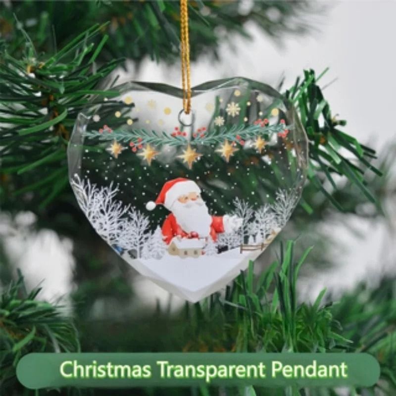 Transparent Double Sided Mini Christmas Tree Ornament Pendant 7