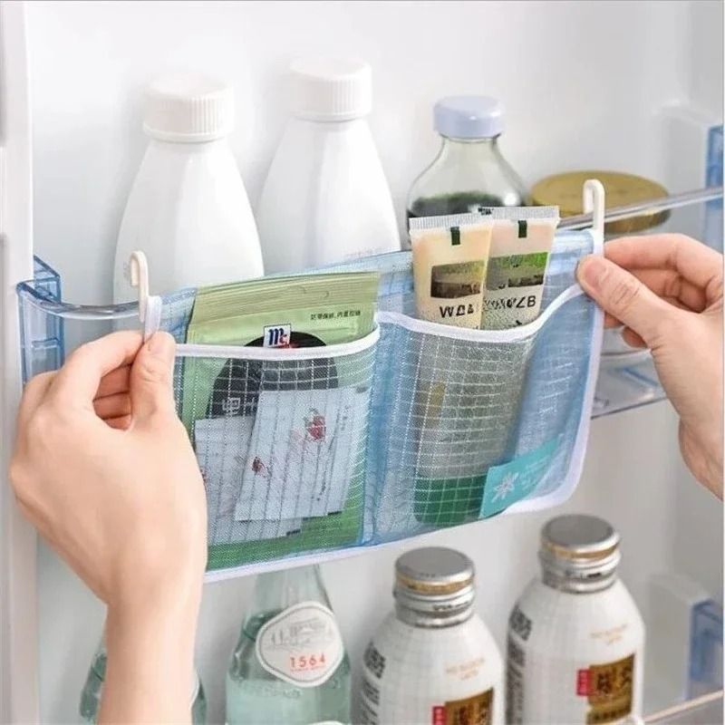 Hanging Refrigerator Storage Bag Double Compartment Kitchen Organizer 7