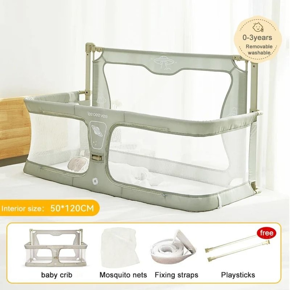 Lightweight Baby Bedside Crib Dual Use Infant Cot For Safe Sleep 2