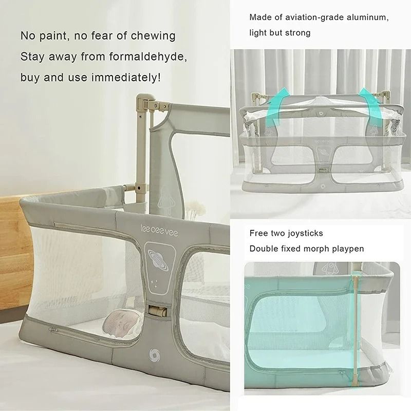 Lightweight Baby Bedside Crib Dual Use Infant Cot For Safe Sleep 6