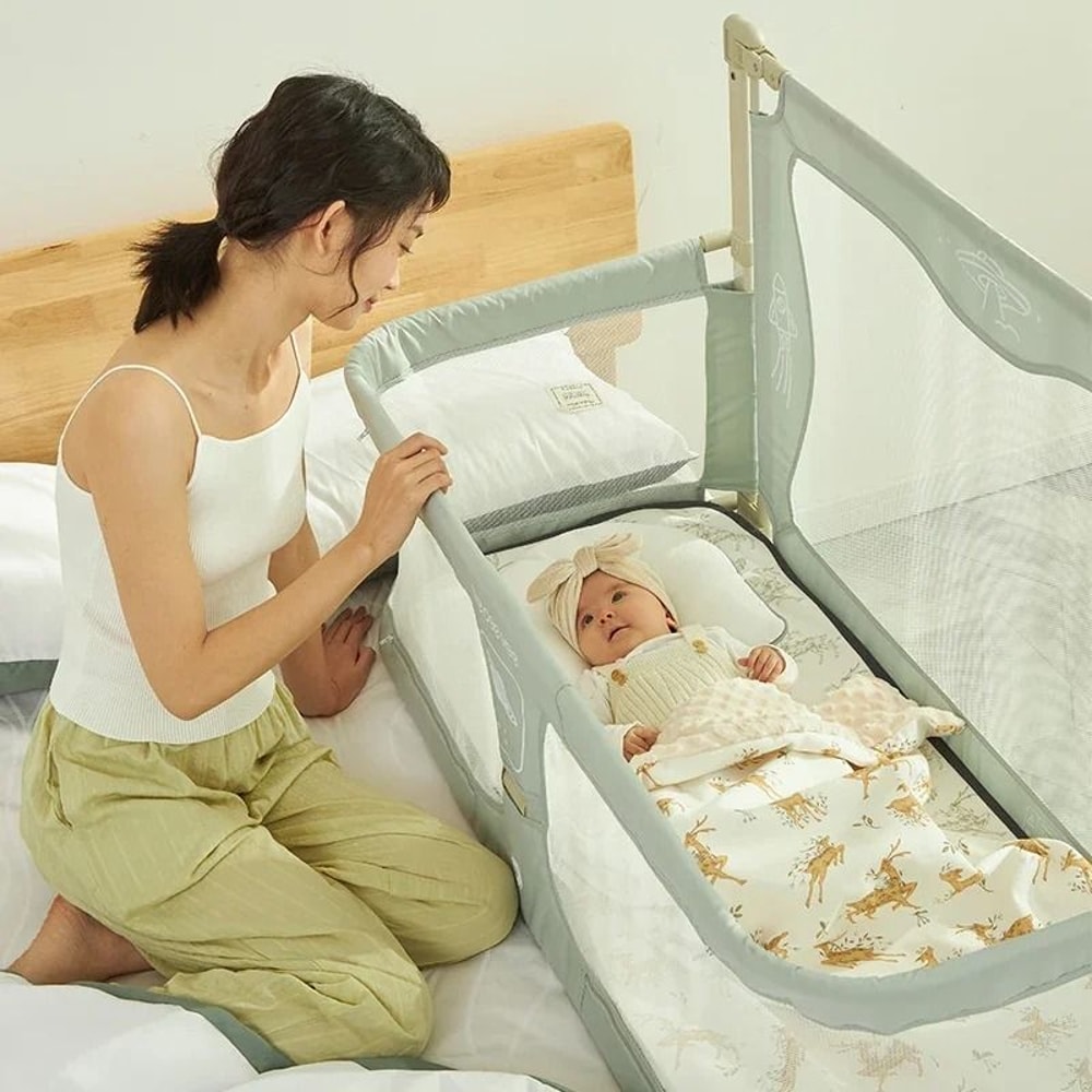 Lightweight Baby Bedside Crib Dual Use Infant Cot For Safe Sleep 8