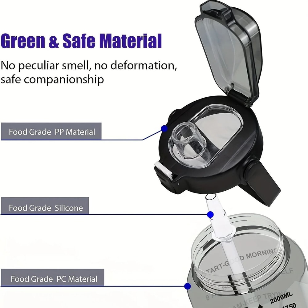 2 Liter Motivational Water Bottle Leakproof Sports Hydration Bottle 6