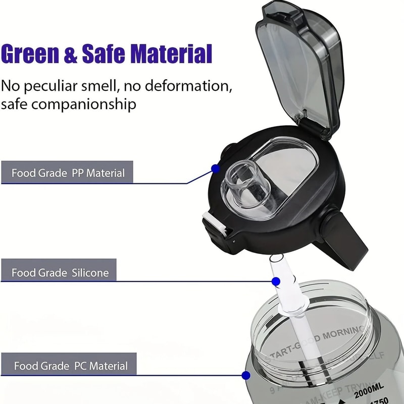 2 Liter Motivational Water Bottle Leakproof Sports Hydration Bottle 6