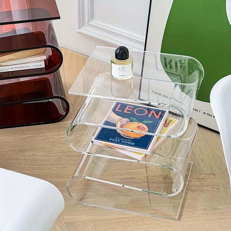 Nordic Transparent Acrylic Bookshelf Side Table Magazine Rack 10