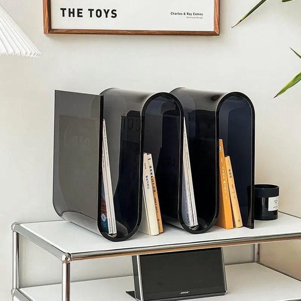 Nordic Transparent Acrylic Bookshelf Side Table Magazine Rack 7