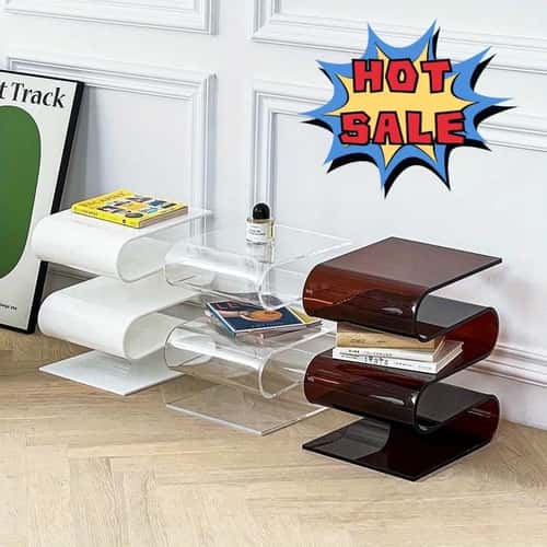 Nordic Transparent Acrylic Bookshelf Side Table Magazine Rack