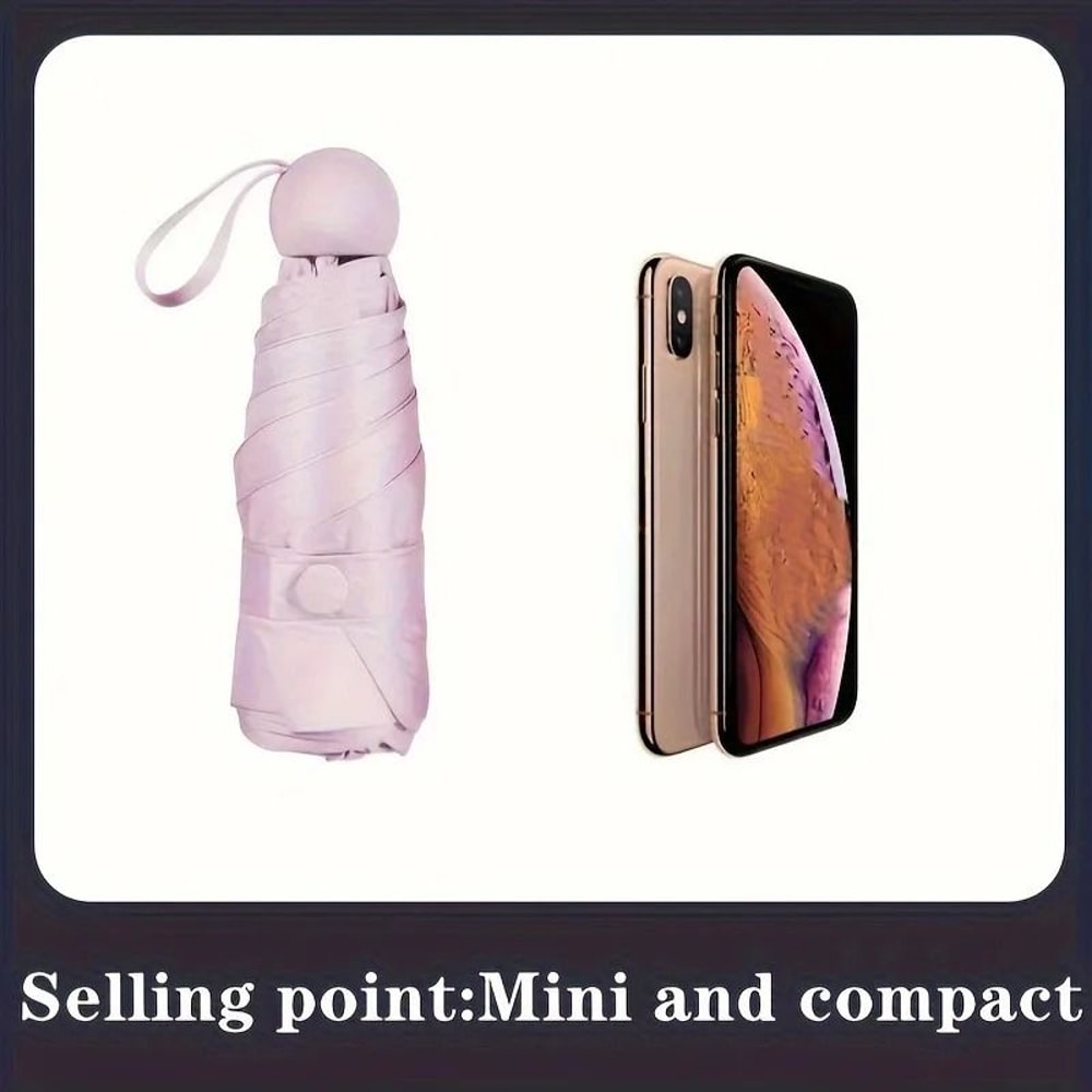 6 Fold Mini Travel Umbrella Compact Sun And Rain Protection 3