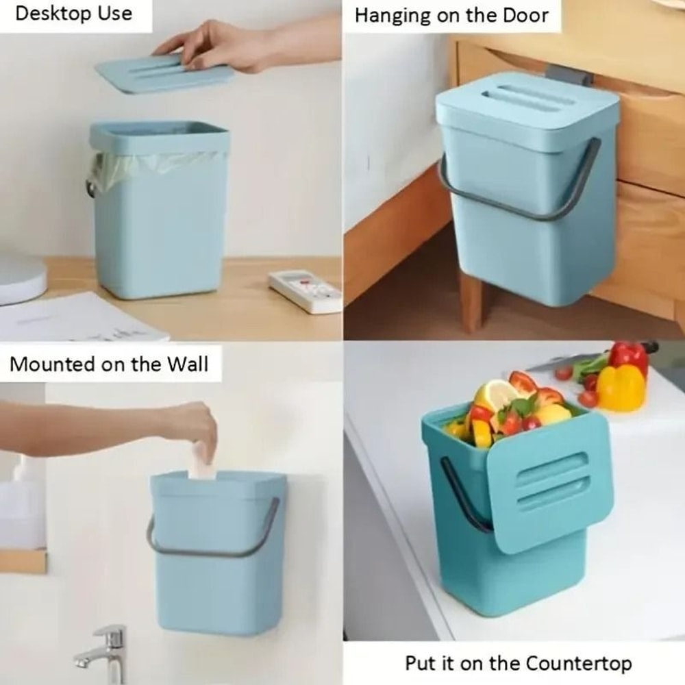 Space Saving Quiet Close Trash Can Sealed Kitchen Office Bin 11