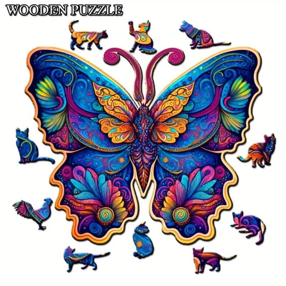 Colorful Butterfly Wooden Jigsaw Puzzle Unique Shaped Gift Puzzle 2