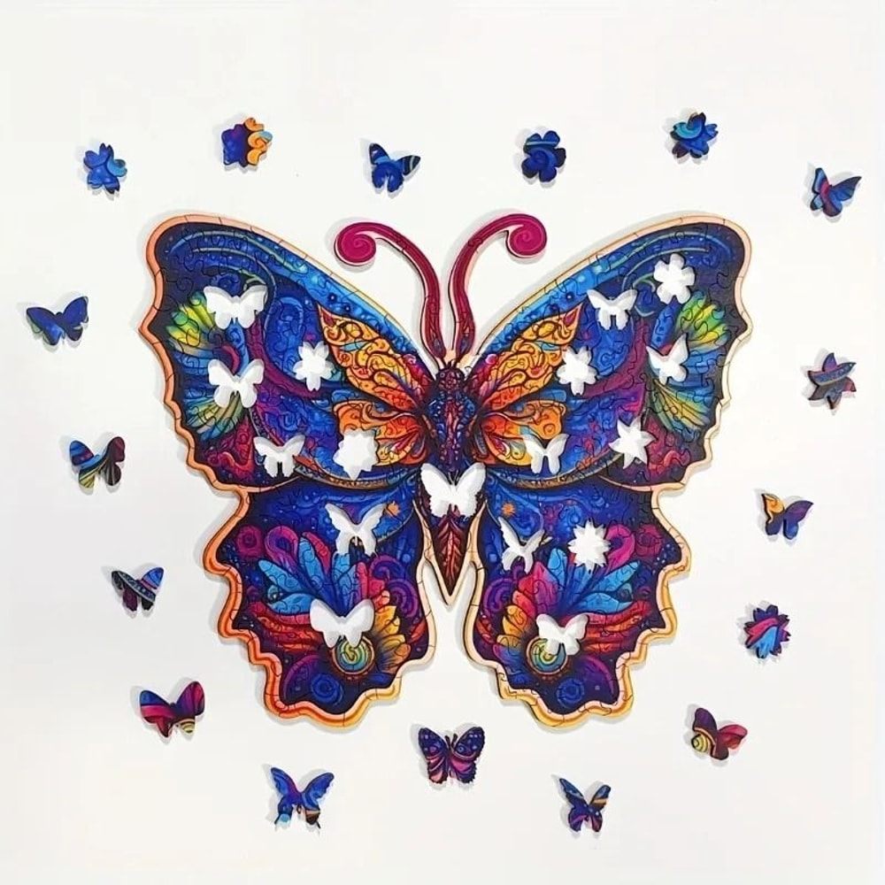 Colorful Butterfly Wooden Jigsaw Puzzle Unique Shaped Gift Puzzle 4