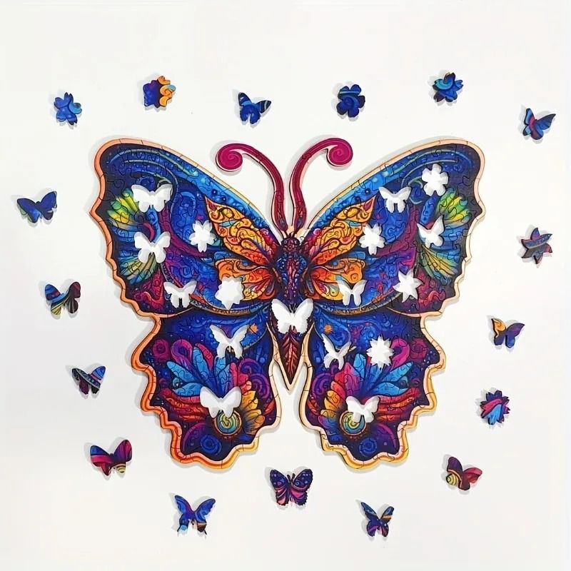 Colorful Butterfly Wooden Jigsaw Puzzle Unique Shaped Gift Puzzle 4