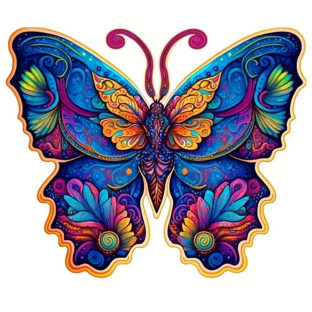Colorful Butterfly Wooden Jigsaw Puzzle Unique Shaped Gift Puzzle 0