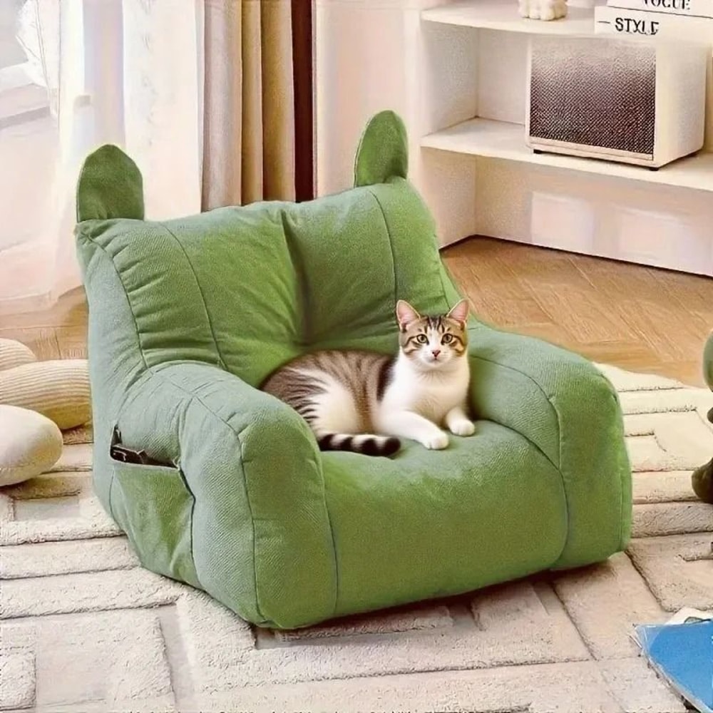 Cartoon Cat Sofa Bed Cozy Indoor Pet Couch With Washable Cover 0