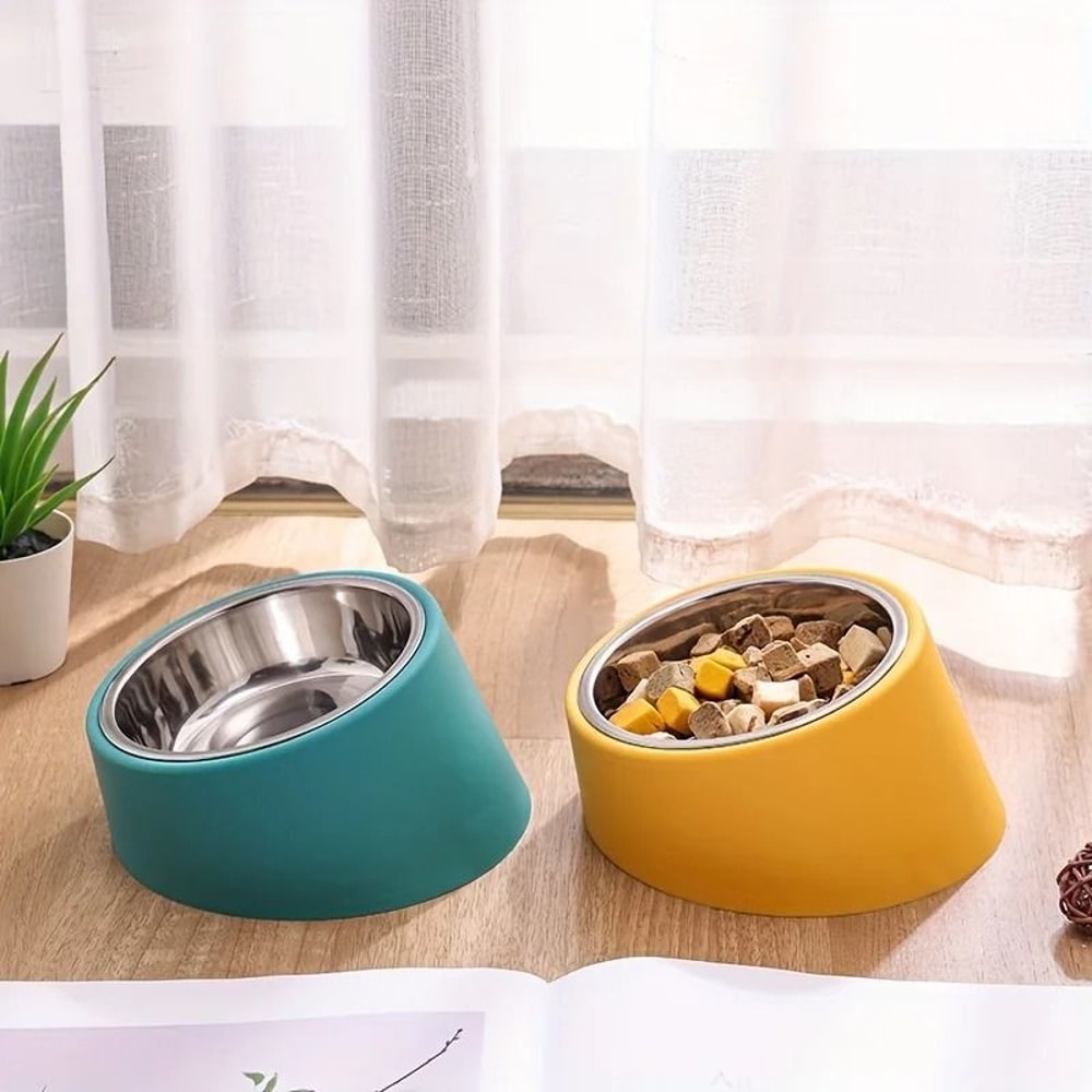 Elevated Tilted Pet Bowl Stainless Steel Feeding Bowl With Stand 6