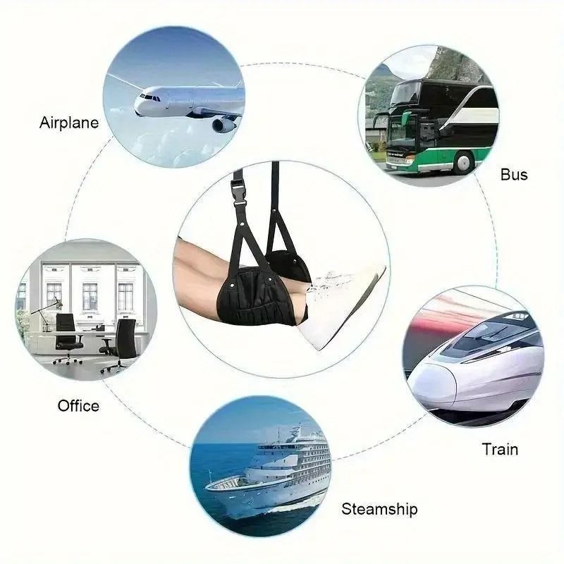 Airplane Footrest Travel Hammock Adjustable Portable Leg Support 2