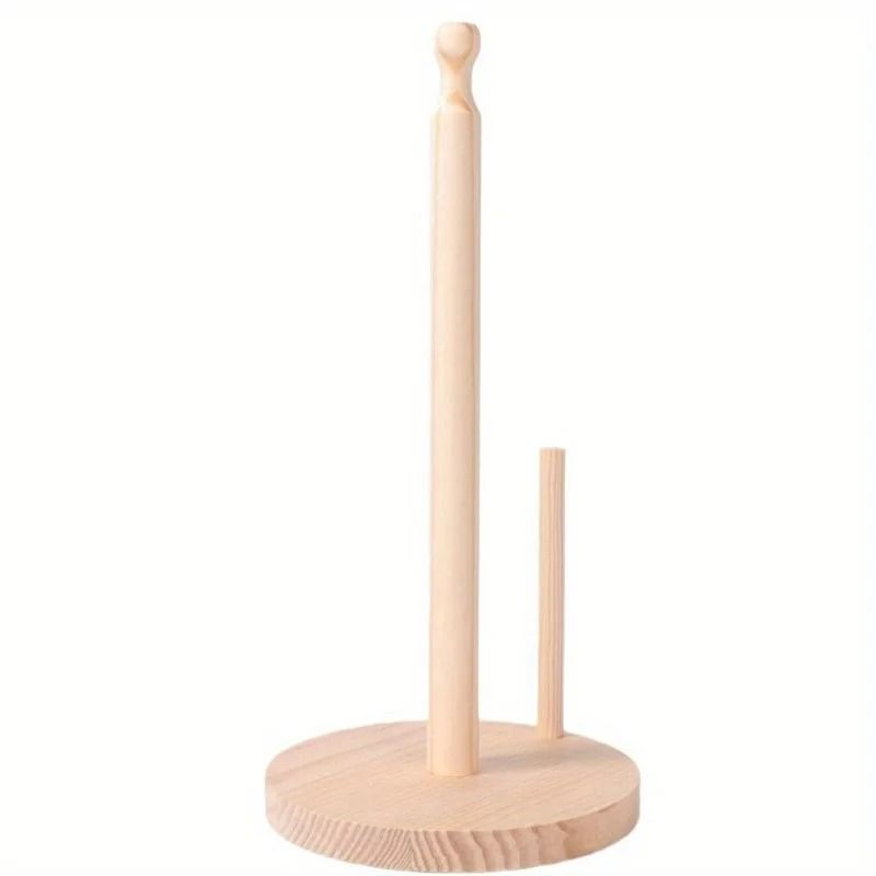 Wooden Paper Towel Holder Vertical Tissue Rack For Kitchen And Home 2