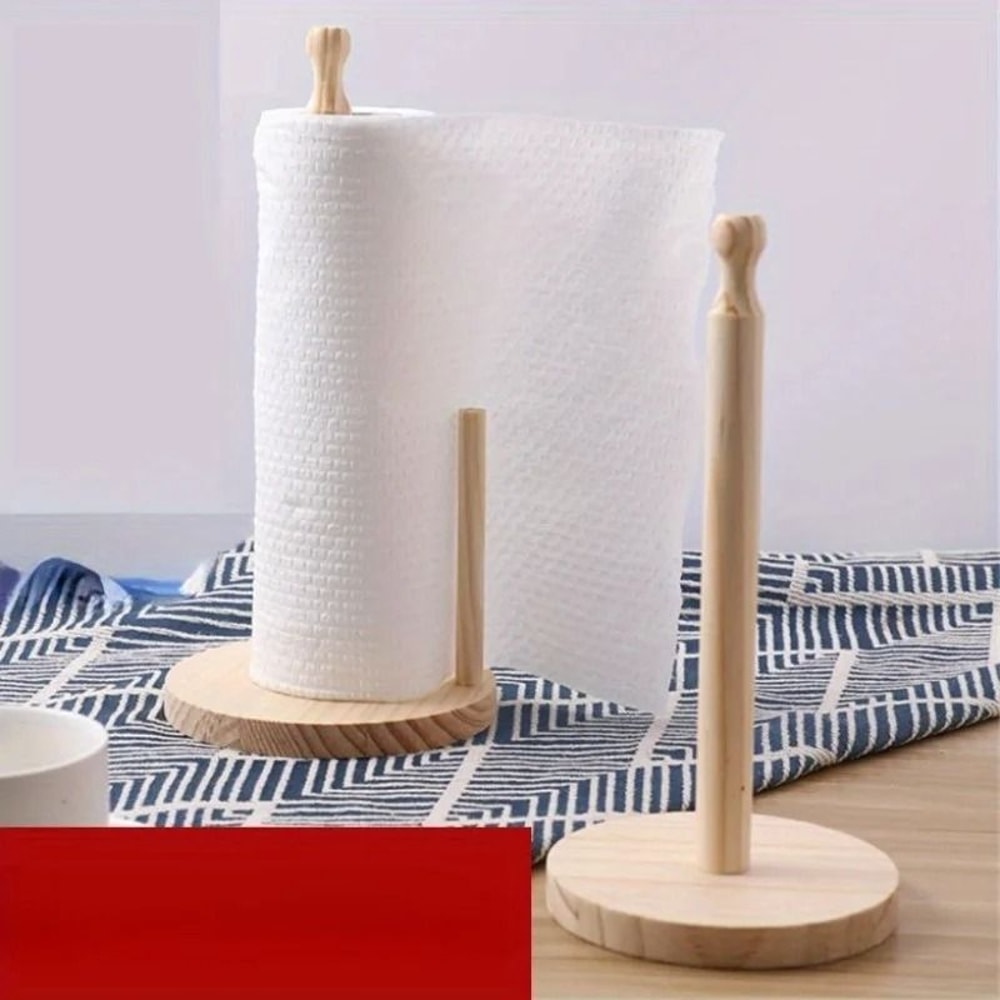 Wooden Paper Towel Holder Vertical Tissue Rack For Kitchen And Home 4