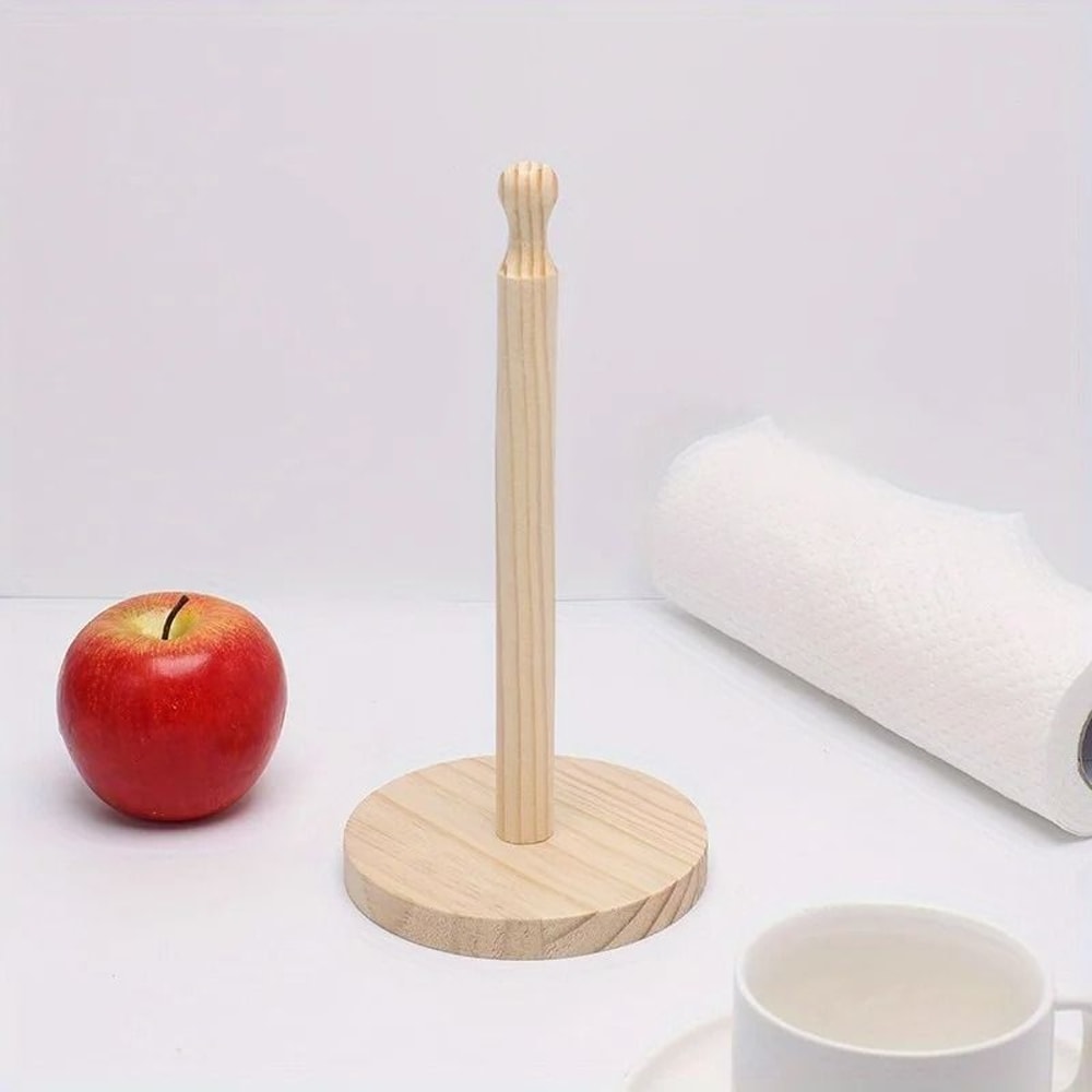 Wooden Paper Towel Holder Vertical Tissue Rack For Kitchen And Home 5