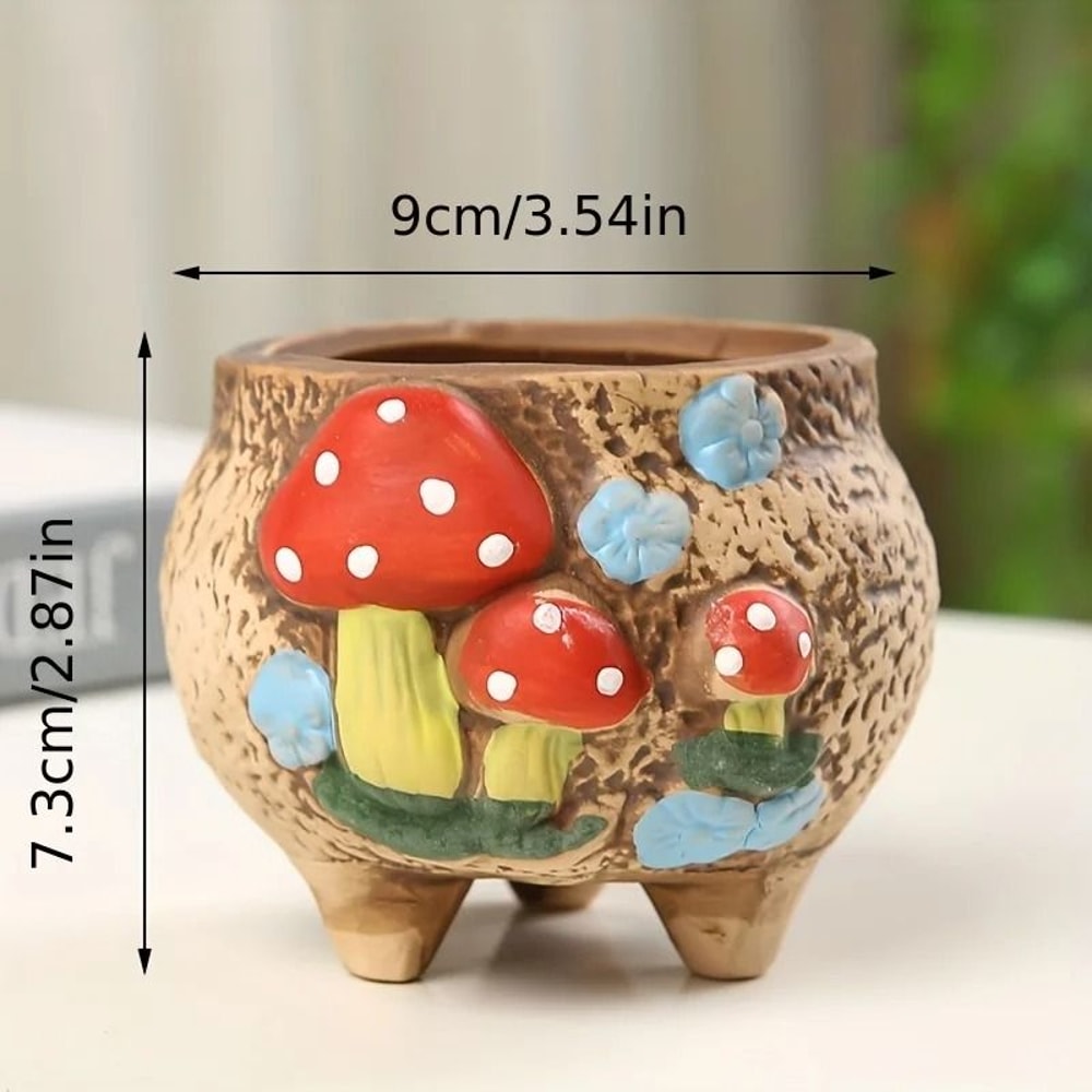 Cute Mushroom Ceramic Succulent Flowerpot Decorative Plant Pot 3