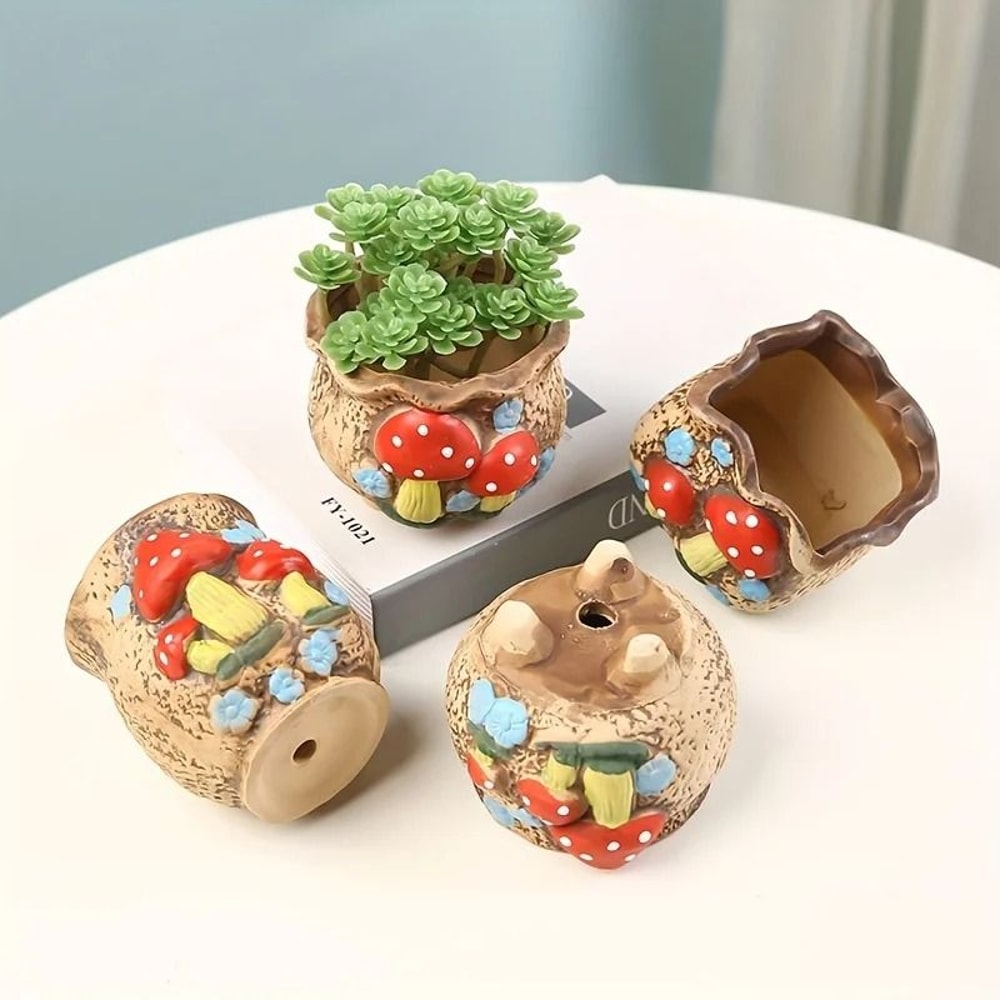 Cute Mushroom Ceramic Succulent Flowerpot Decorative Plant Pot 4