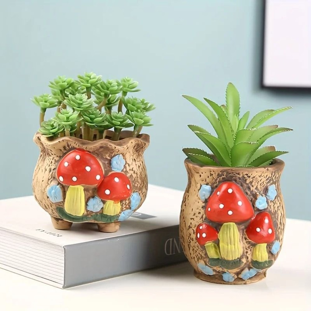 Cute Mushroom Ceramic Succulent Flowerpot Decorative Plant Pot 5