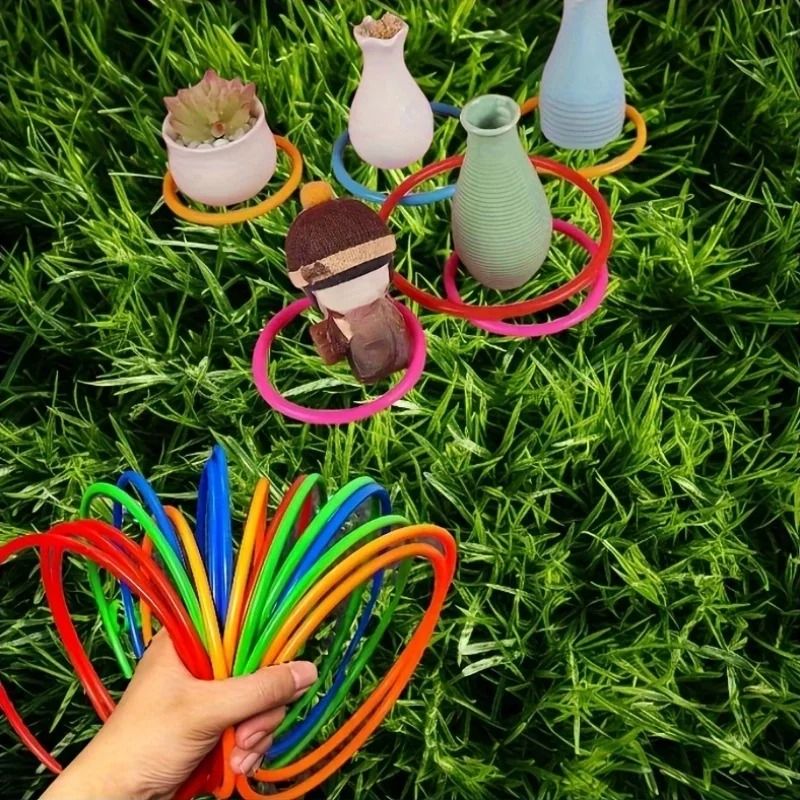Colorful PVC Ring Toss Game Set Outdoor Family Party Fun 4