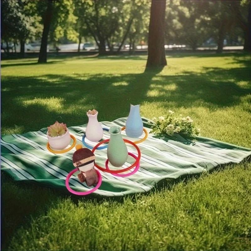 Colorful PVC Ring Toss Game Set Outdoor Family Party Fun 5