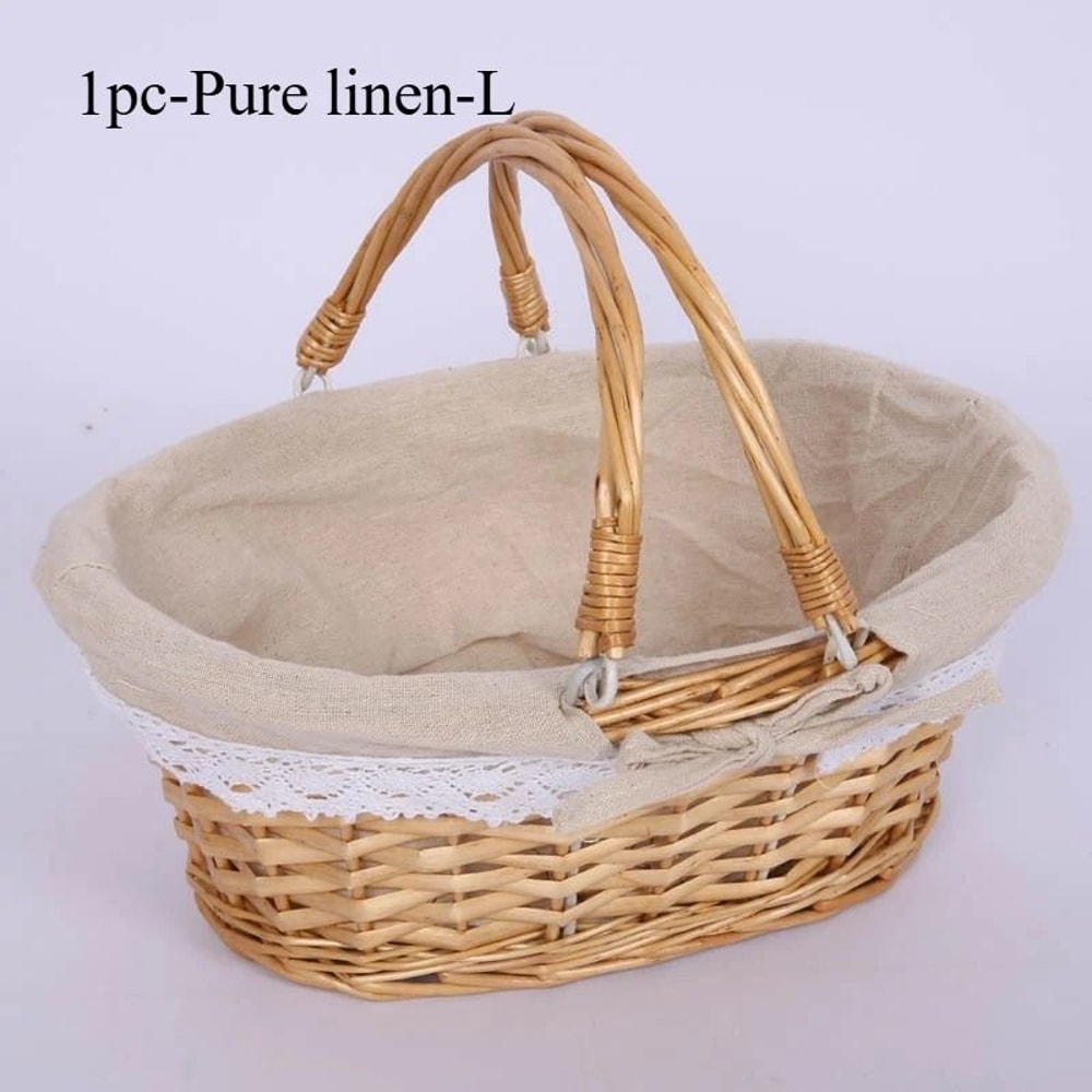 Handwoven Picnic Basket Portable Outdoor Storage Carrier 2