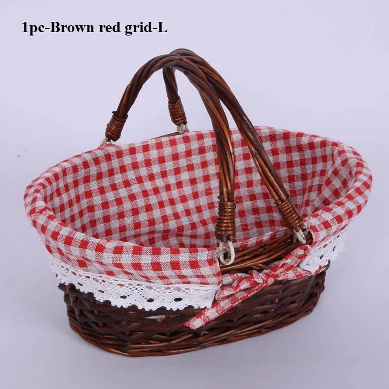 Handwoven Picnic Basket Portable Outdoor Storage Carrier 4