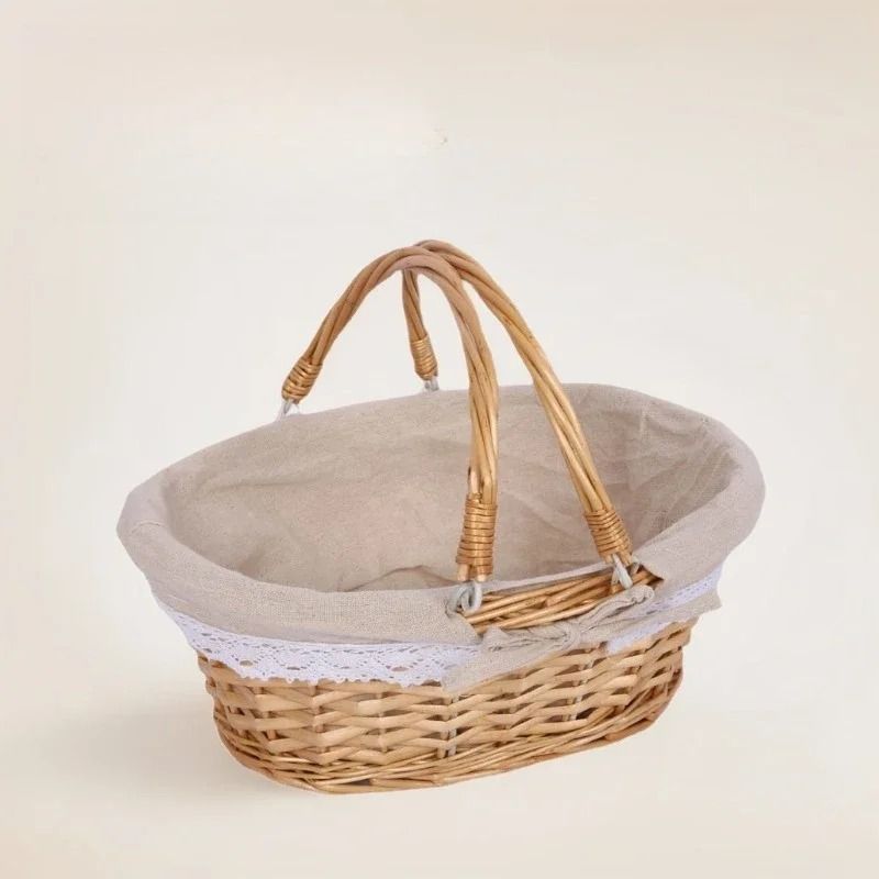 Handwoven Picnic Basket Portable Outdoor Storage Carrier 0