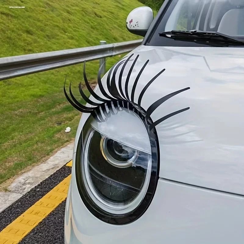 3D Car Headlight Eyelash Stickers Self Adhesive Headlight Decor 5