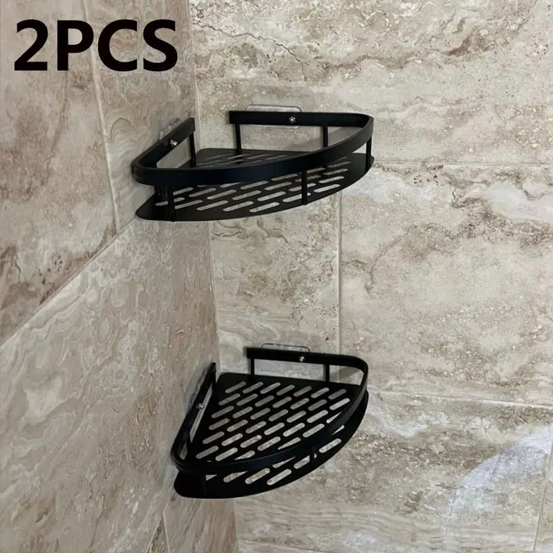 No Drill Aluminum Bathroom Shelf Corner Shower Storage Organizer 14