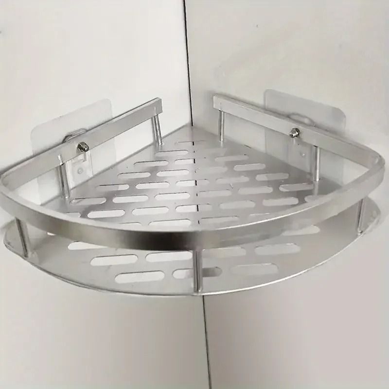 No Drill Aluminum Bathroom Shelf Corner Shower Storage Organizer 12