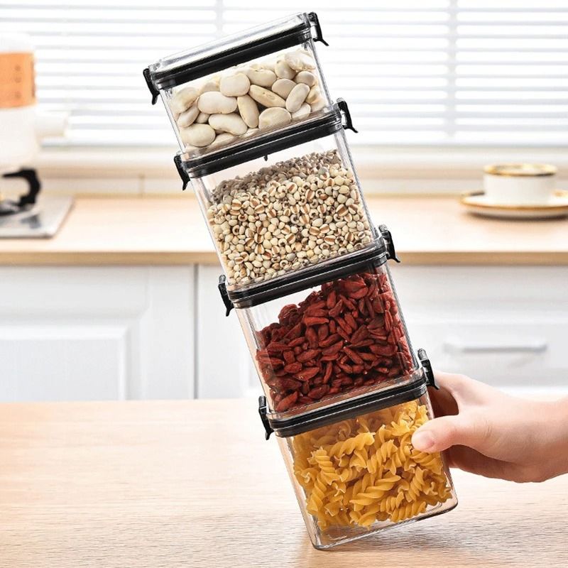 Sealed Kitchen Grain Storage Jars Moisture Proof Plastic Food Organizer Set 7