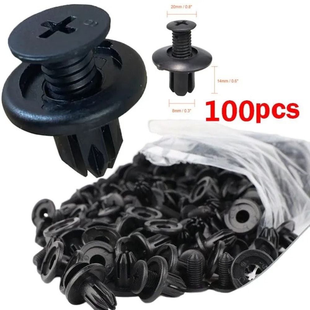 8mm Plastic Car Rivet Clips Bumper Fender Fasteners Set 5