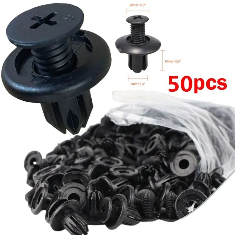 8mm Plastic Car Rivet Clips Bumper Fender Fasteners Set 4