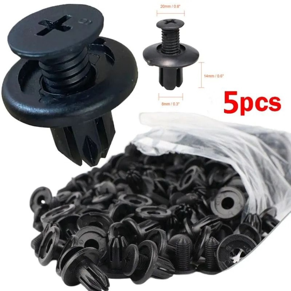 8mm Plastic Car Rivet Clips Bumper Fender Fasteners Set 1