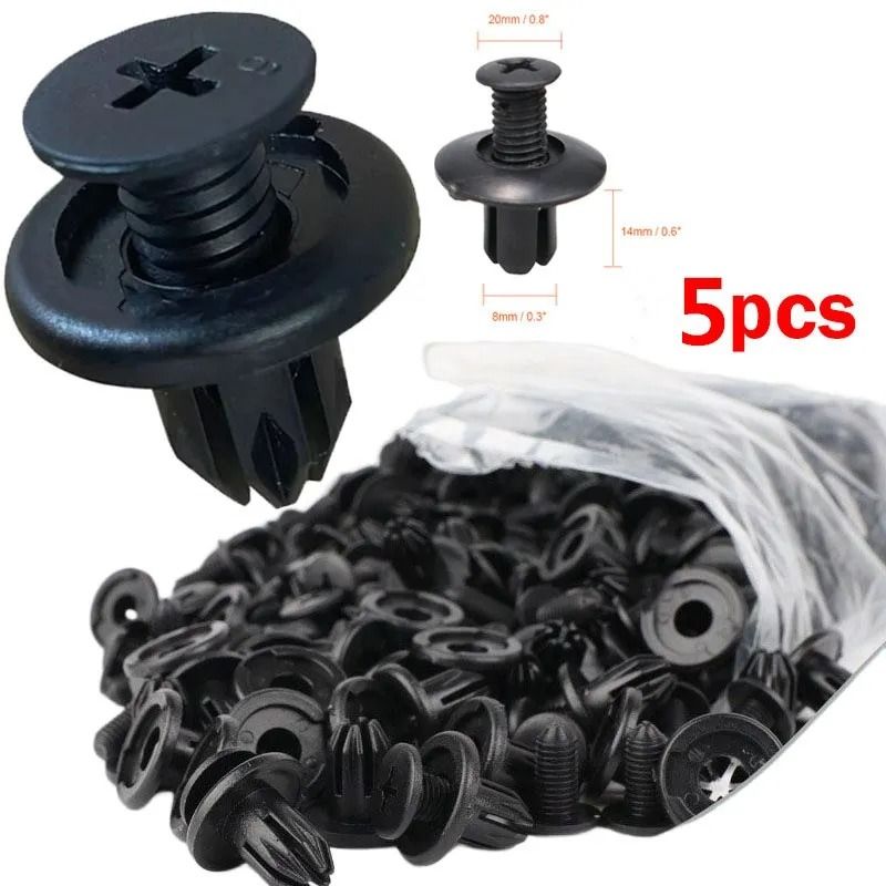 8mm Plastic Car Rivet Clips Bumper Fender Fasteners Set 1
