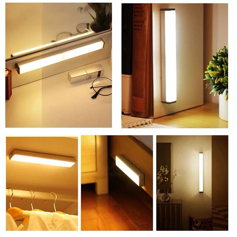 Wireless Motion Sensor LED Night Light USB Rechargeable Cabinet Lamp 5