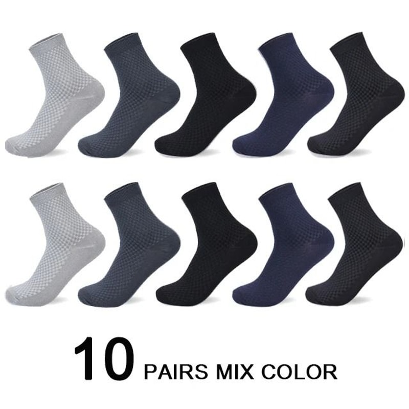 Mens Bamboo Fiber Compression Dress Socks 10 Pair Set 6