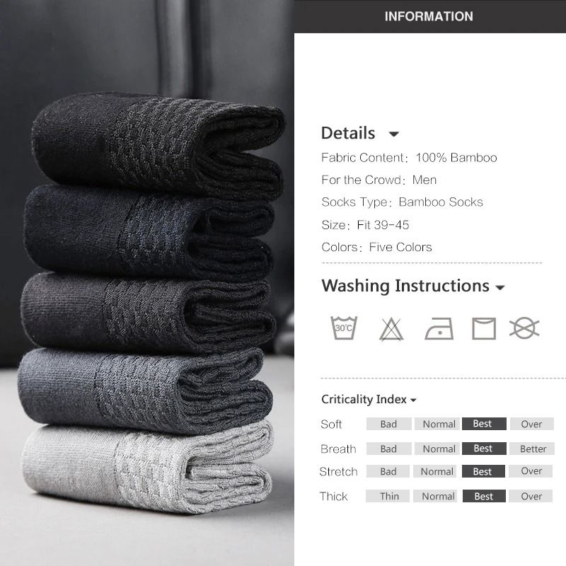 Mens Bamboo Fiber Compression Dress Socks 10 Pair Set 7