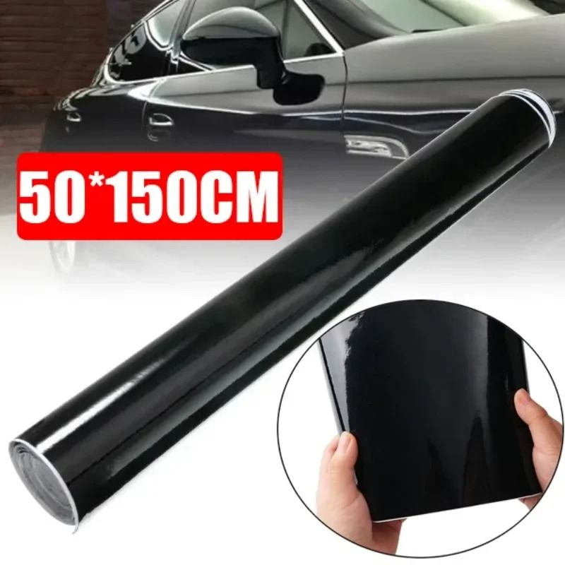 Gloss Black Car Vinyl Wrap Film Self Adhesive Auto Body Sticker 150x50cm 0